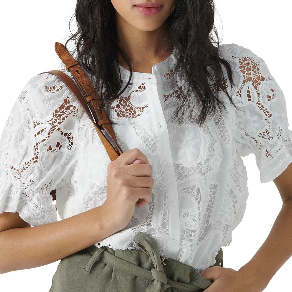 BA&SH IRKIN Embroidered Short Sleeve Shirt